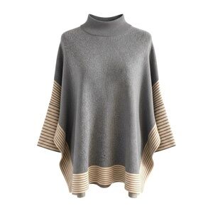 Cocobleu Gray and Cream Tunic Sweater - L/XL